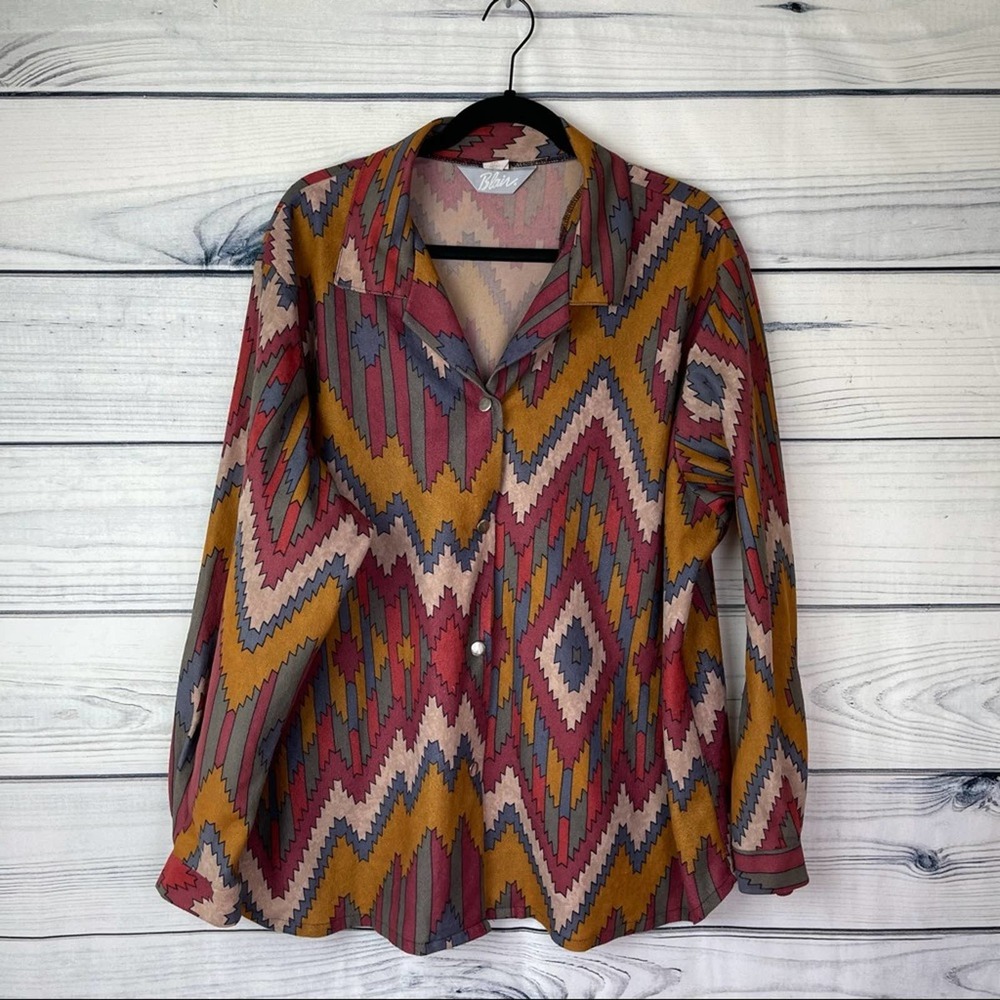 Blairs Southwestern Print Snap Button Shacket Size XXL